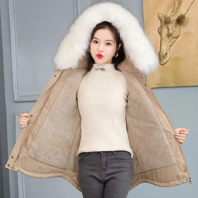 Women's Winter Cotton Down Padded Jacket Casual Coat Pocket Jacket Female Thick Warm Hooded Outwear