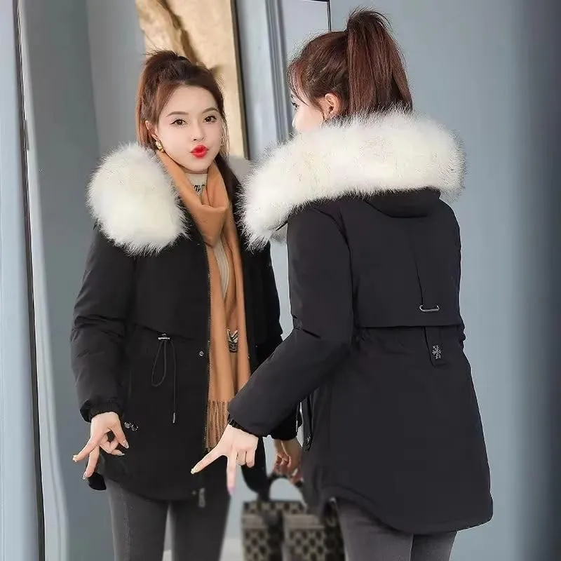 Women's Winter Cotton Down Padded Jacket Casual Coat Pocket Jacket Female Thick Warm Hooded Outwear