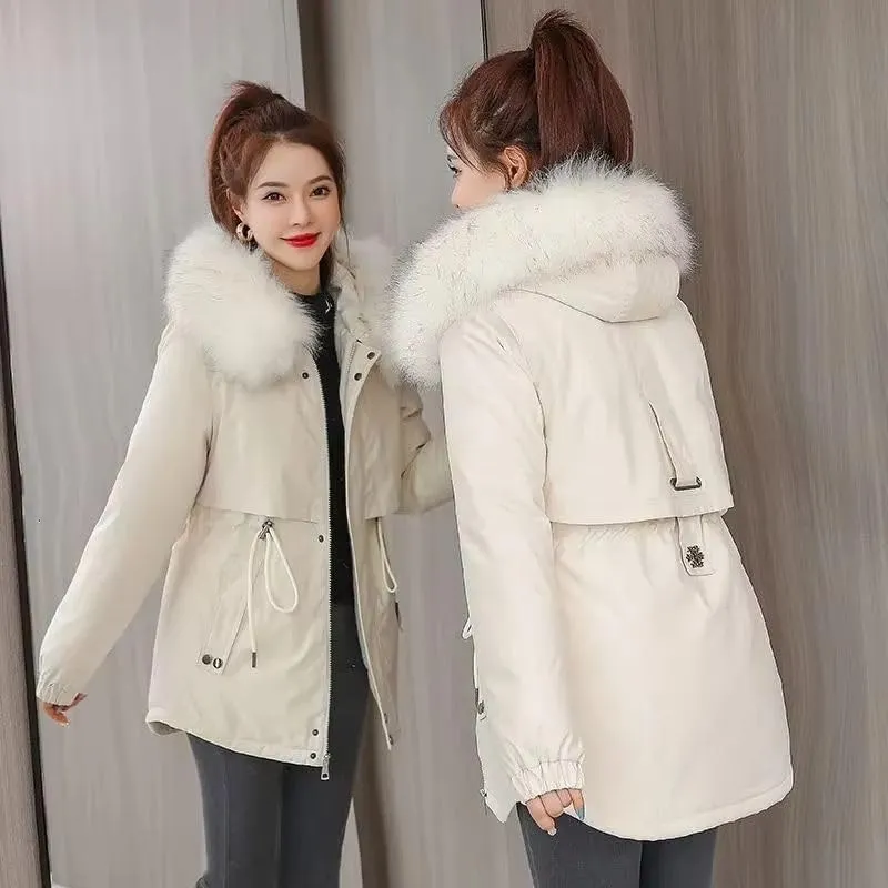 Women's Winter Cotton Down Padded Jacket Casual Coat Pocket Jacket Female Thick Warm Hooded Outwear