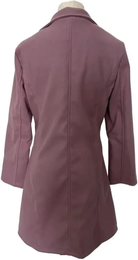 Women's Winter Wool Blend Pea Coat Stand Collar Single Breasted Trench Coat Overcoat