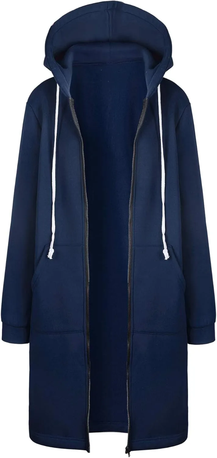 Womens Y2K Long Zipper Hoodies Fall Oversized Sweatshirts Long Sleeve Fleece Jacket Fashion Clothes with Pockets