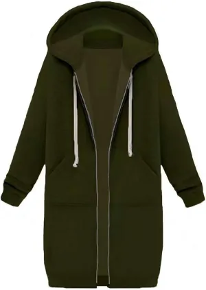 Womens Y2K Long Zipper Hoodies Fall Oversized Sweatshirts Long Sleeve Fleece Jacket Fashion Clothes with Pockets