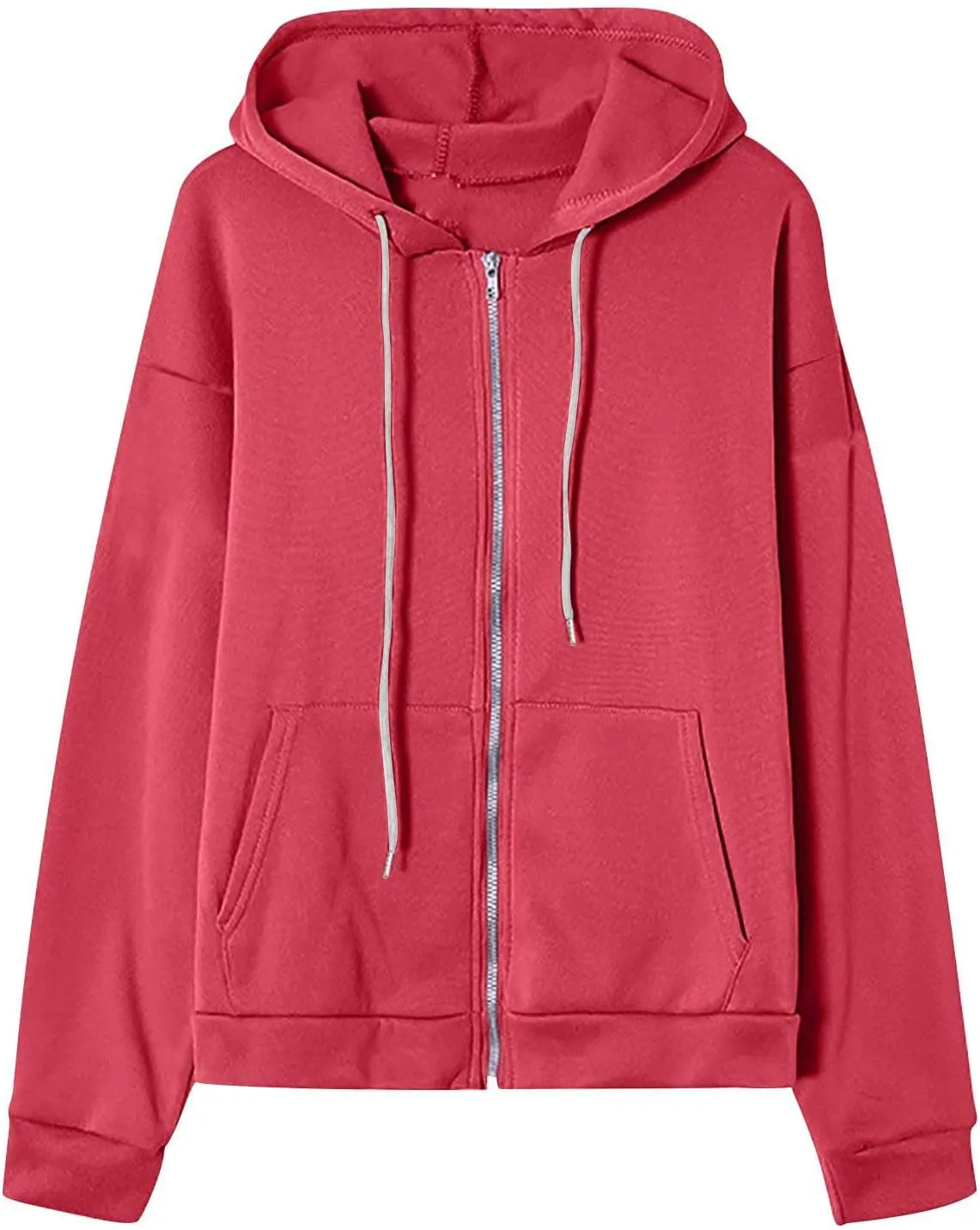 Womens Zip Up y2k Hoodies Fall Fashion Oversized Long Sleeve Hooded Sweatshirt Casual Lightweight Jacket With Pockets