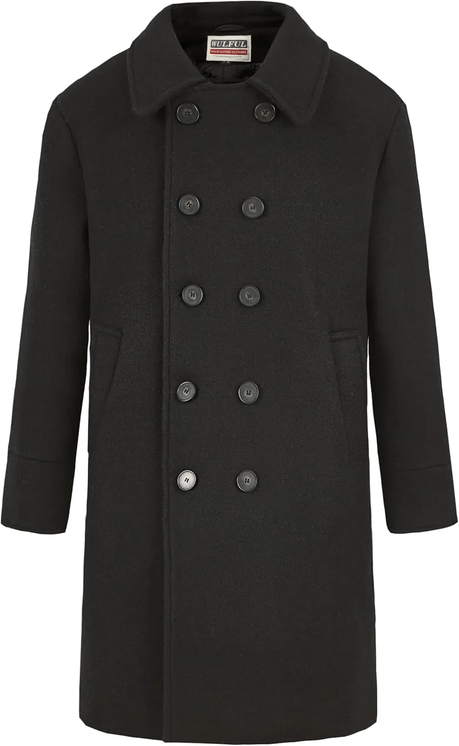 WULFUL Boys Double Breasted Wool Trench Coat Winter Pea Coat
