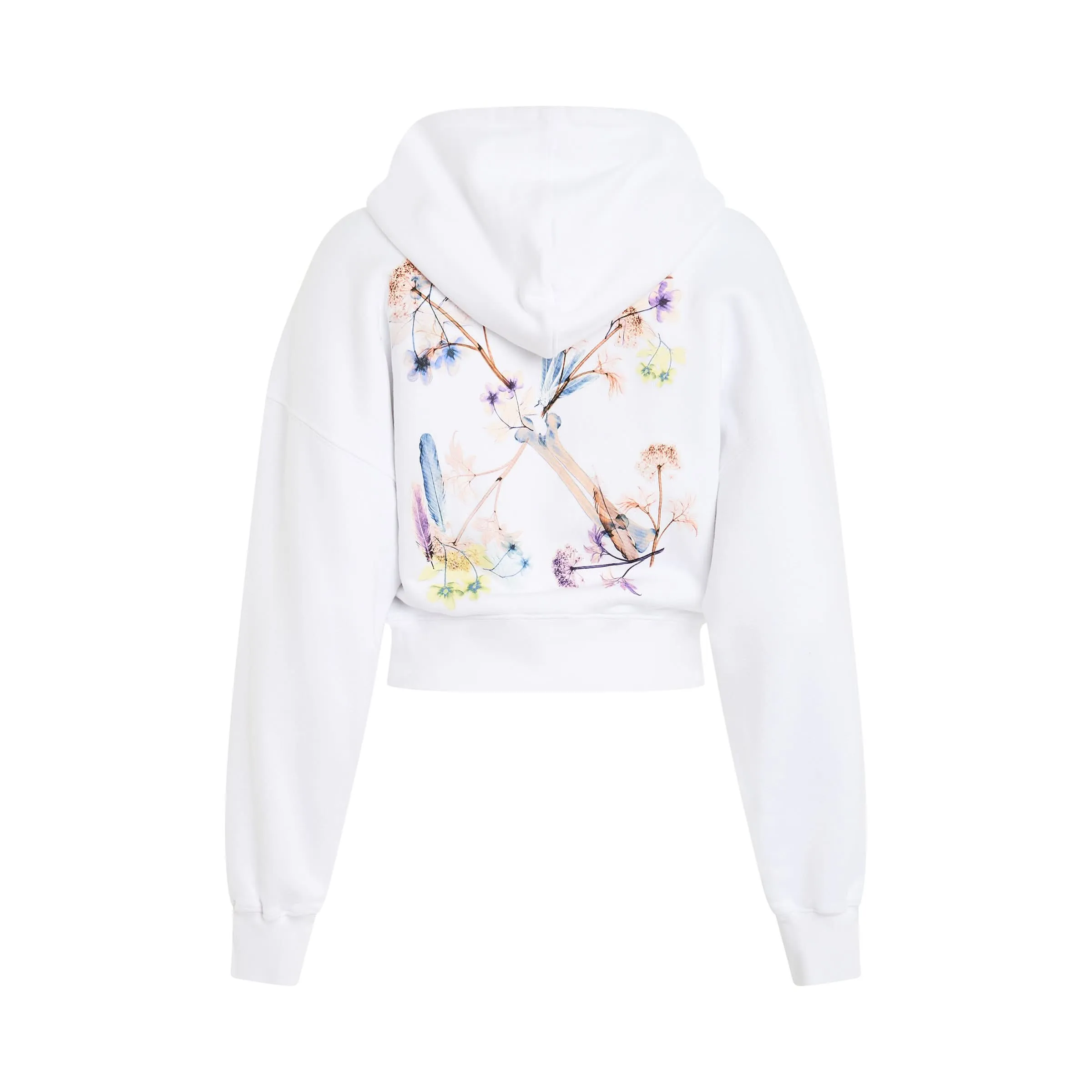 X-Ray Arrow Crop Hoodie in White/Multicolour