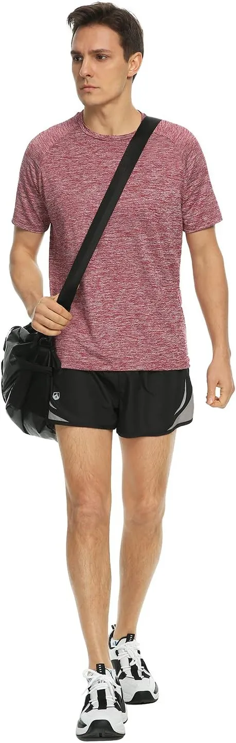 Xelky 4-5 Pack Men's Dry Fit T Shirt Moisture Wicking Athletic Tees Exercise Fitness Activewear Short Sleeves Gym Workout Top