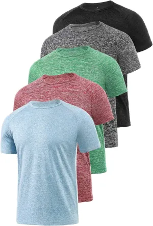 Xelky 4-5 Pack Men's Dry Fit T Shirt Moisture Wicking Athletic Tees Exercise Fitness Activewear Short Sleeves Gym Workout Top