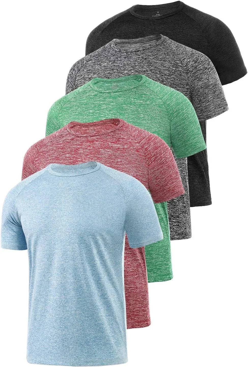 Xelky 4-5 Pack Men's Dry Fit T Shirt Moisture Wicking Athletic Tees Exercise Fitness Activewear Short Sleeves Gym Workout Top