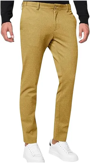 Xiaojmake Mens Chinos Pants Skinny Trousers Casual Wedding Suit Pants Slim Fit Dress Pants Stretch Flat-Front Tapered Slacks
