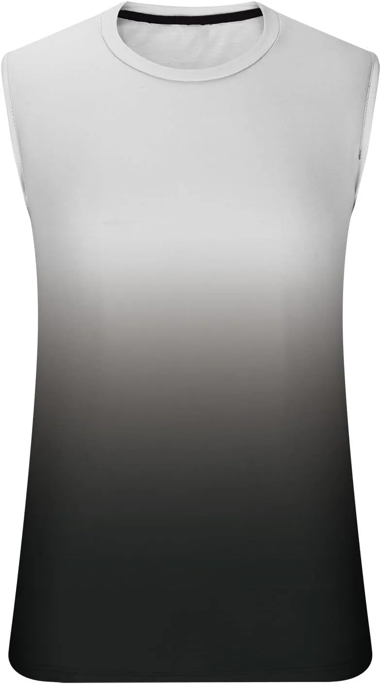 Xiaojmake Men's Workout Tank Top Quick Dry Athletic Running Muscle Tee Training Gym Shirt Ombre Sleeveless Cutoff Shirt