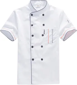 XINFU Unisex Chef Coat Long Sleeves/Short Sleeves Double-Breasted Kitchen Chef Uniform