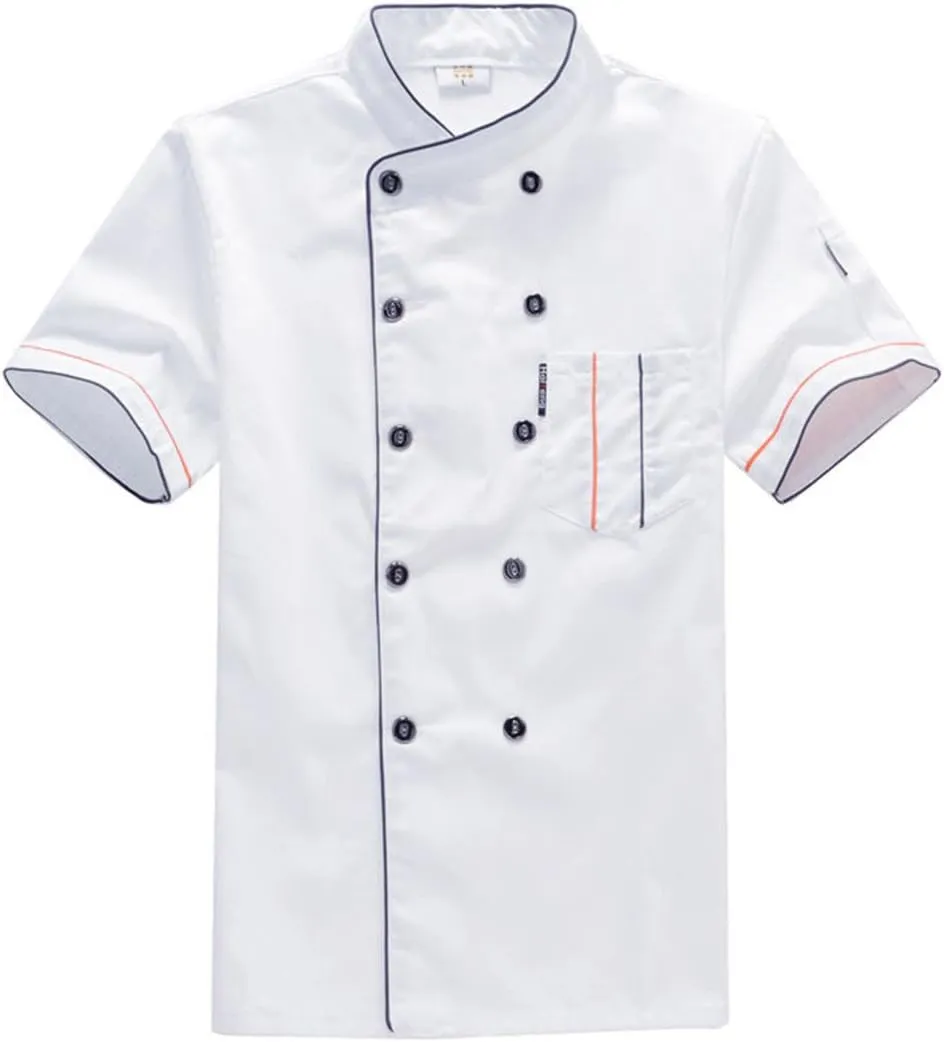 XINFU Unisex Chef Coat Long Sleeves/Short Sleeves Double-Breasted Kitchen Chef Uniform