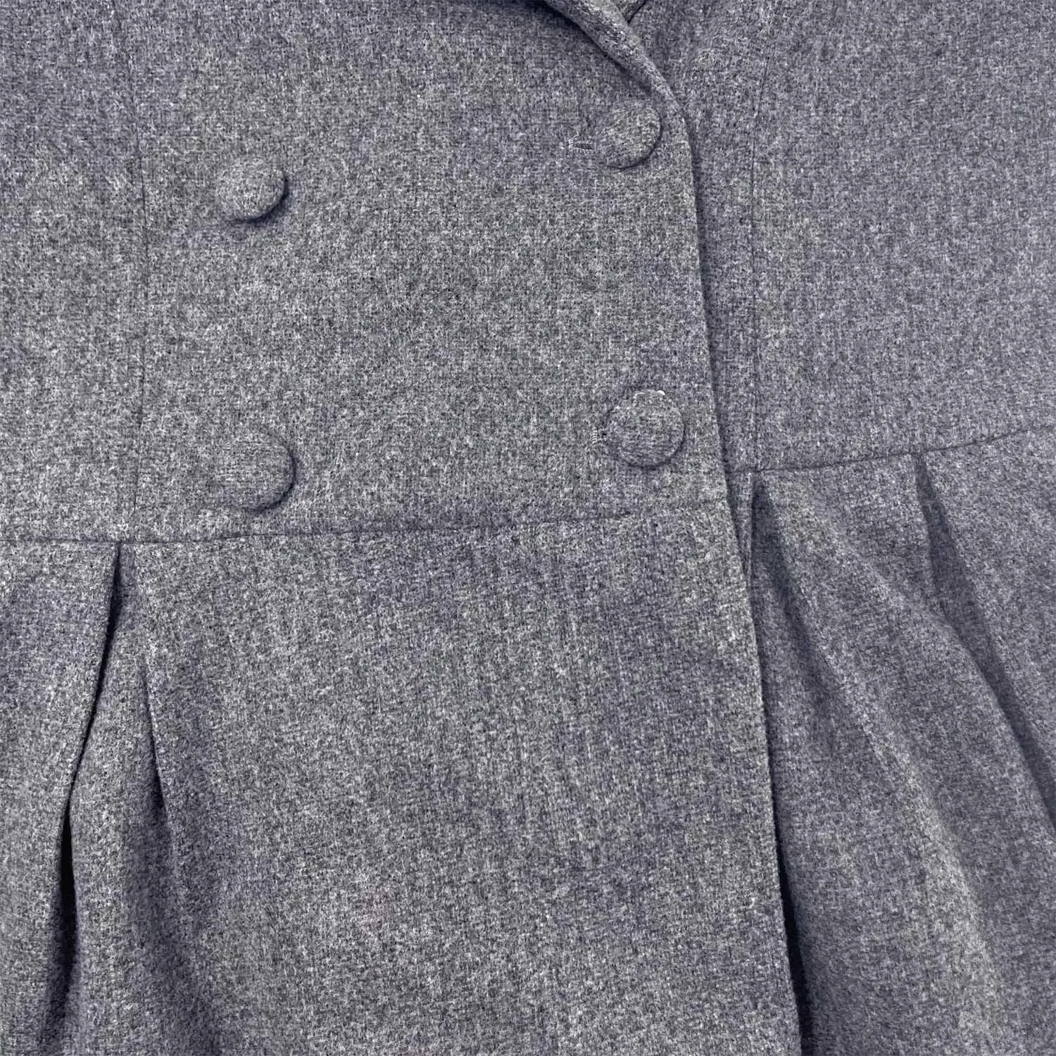 XSTH 2025 Women Wool Coat Double Breasted Lapel Pea Coats Ankle Length Solid Color Overcoat Lantern Sleeve Long Trench Coat