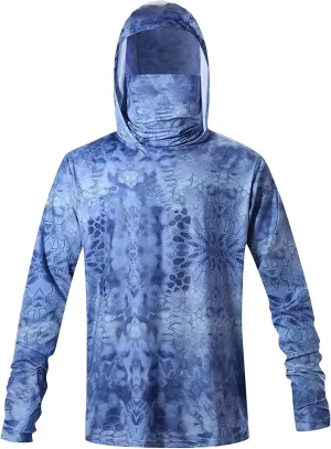 YIBIMOTTO Sports Athletic Hoodies for Men UPF 50  Sun Protection Shirt with Mask Long Sleeve Camo Fishing Shirt Sweatshirt