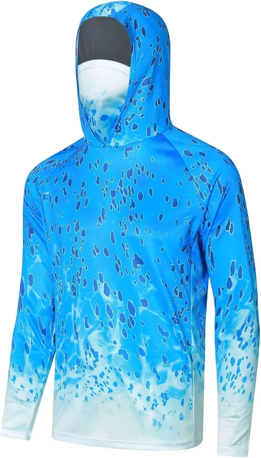 YIBIMOTTO Sports Athletic Hoodies for Men UPF 50  Sun Protection Shirt with Mask Long Sleeve Camo Fishing Shirt Sweatshirt