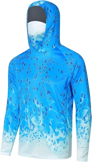 YIBIMOTTO Sports Athletic Hoodies for Men UPF 50  Sun Protection Shirt with Mask Long Sleeve Camo Fishing Shirt Sweatshirt