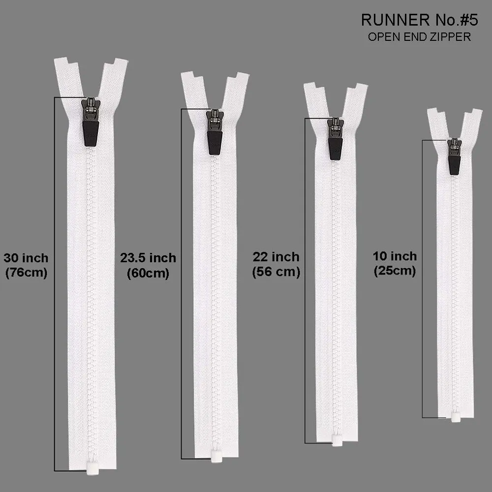 YKK- #5 Solid Black & White Vislon Open-End YKK Zipper