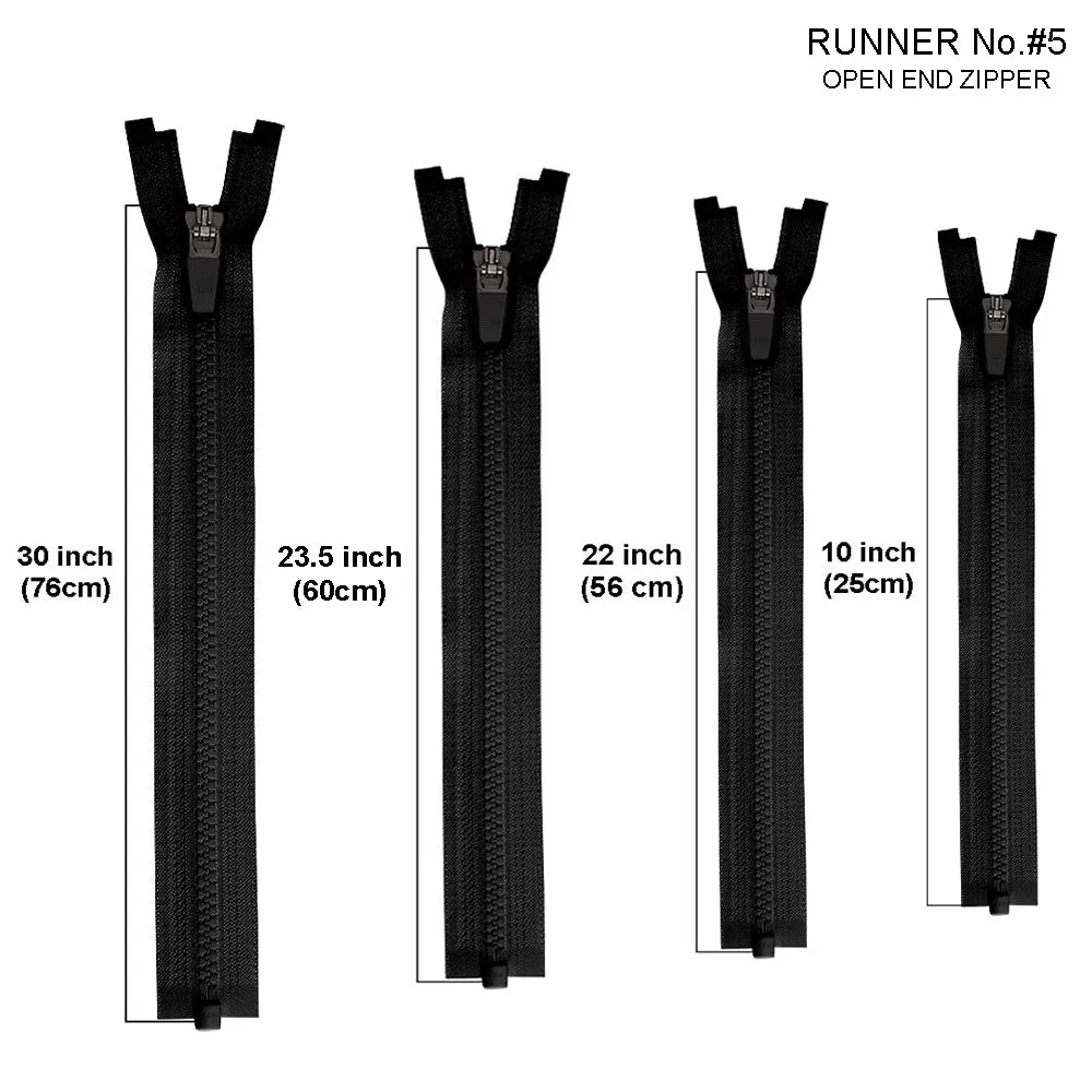 YKK- #5 Solid Black & White Vislon Open-End YKK Zipper