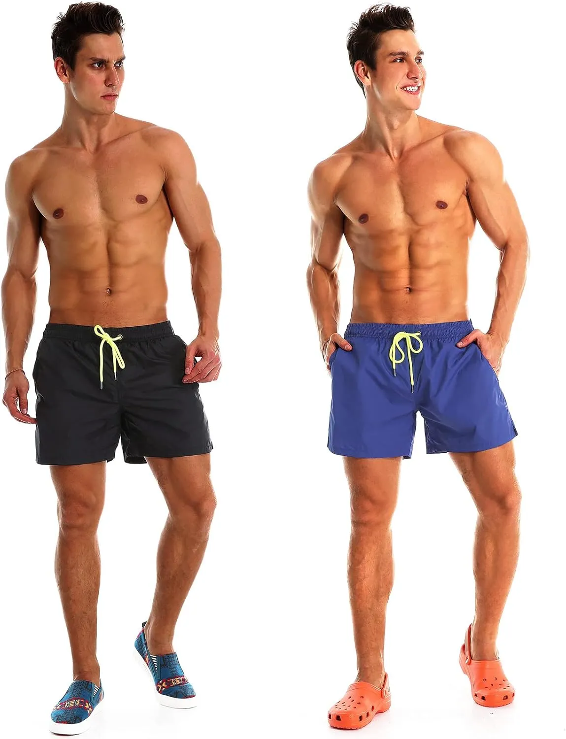 YnimioAOX 2 Pack Men's Swim Trunks Quick Dry Beach Shorts with Mesh Lining