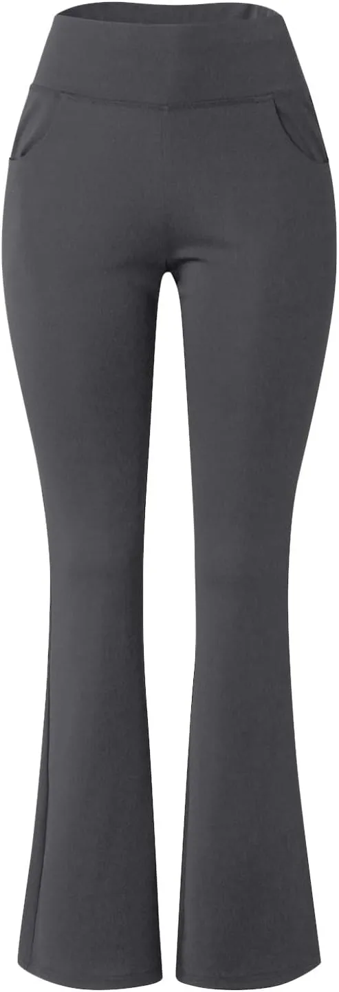 Yoga Pants with Pockets for Women Flare Butt Lifting Workout Athletic Legging High Waist Gym Tights Bootcut Trouser