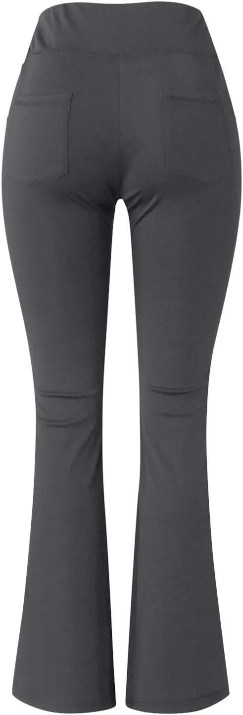 Yoga Pants with Pockets for Women Flare Butt Lifting Workout Athletic Legging High Waist Gym Tights Bootcut Trouser