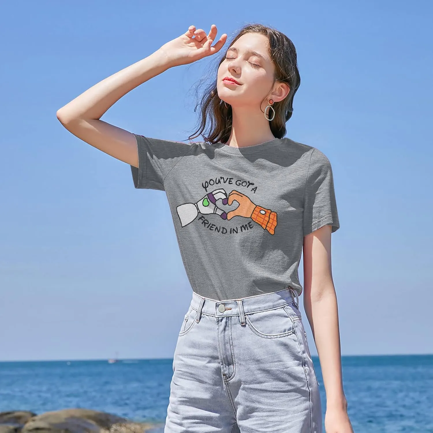 You've Got a Friend in Me T Shirt Women Funny Letter Print Shirts Cute Graphic Tee Casual Summer Short Sleeve Tops