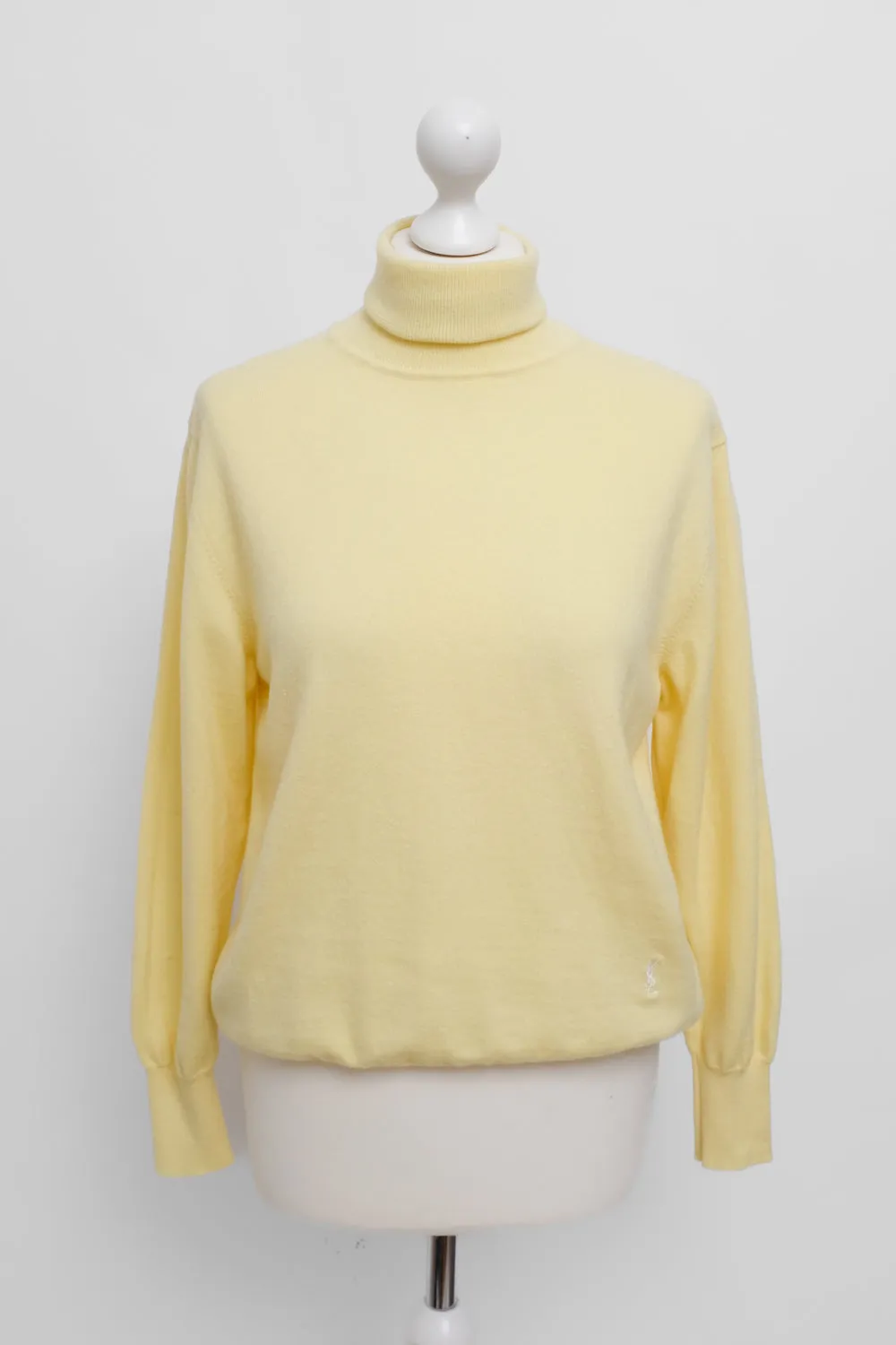 YSL VINTAGE YVES SAINT LAURENT YELLOW WOOL TURTLE KNIT
