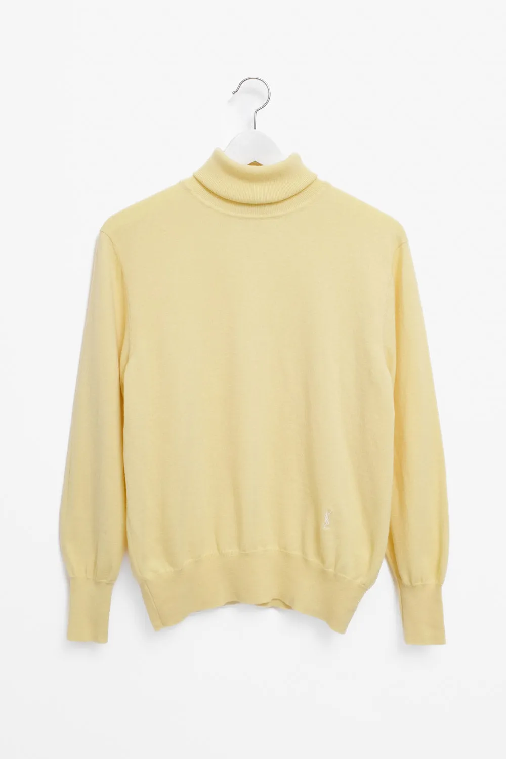YSL VINTAGE YVES SAINT LAURENT YELLOW WOOL TURTLE KNIT