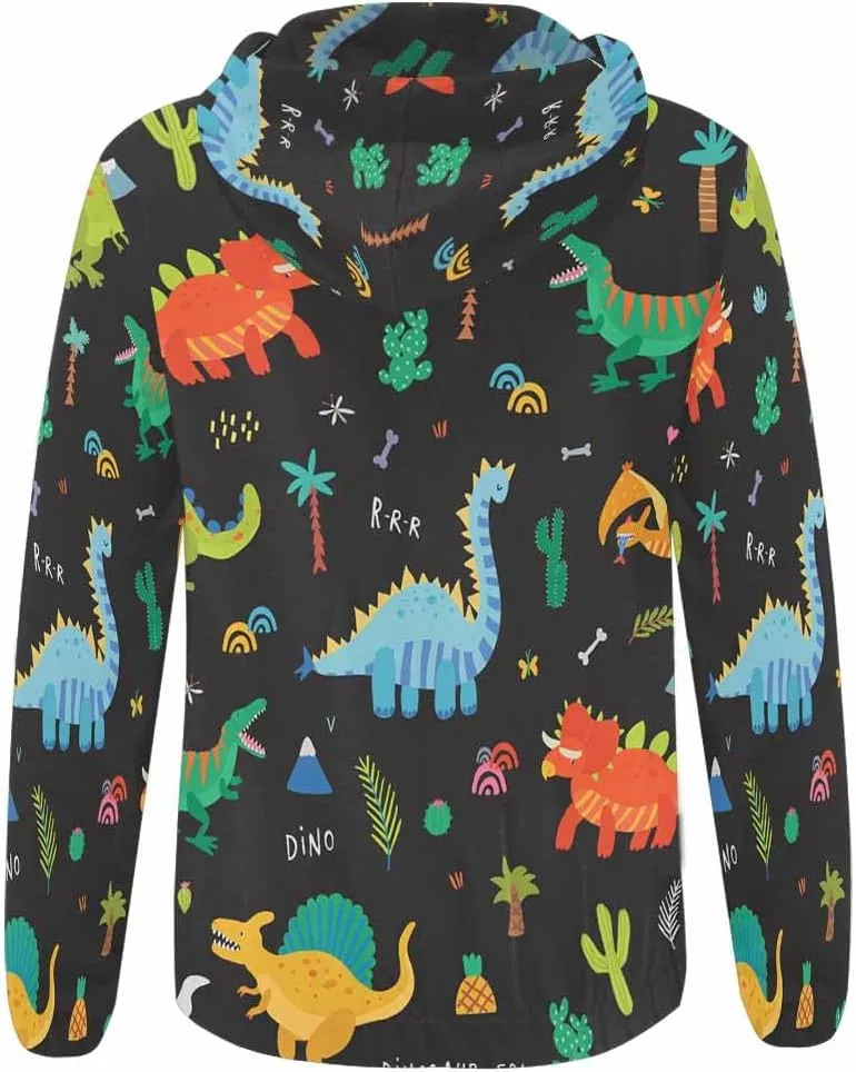 Zip Up Hoodie Women Cute Cartoon Dinosaurs Womens Drawstring Hoodies Long Sleeve Oversized Sweatshirts Jacket