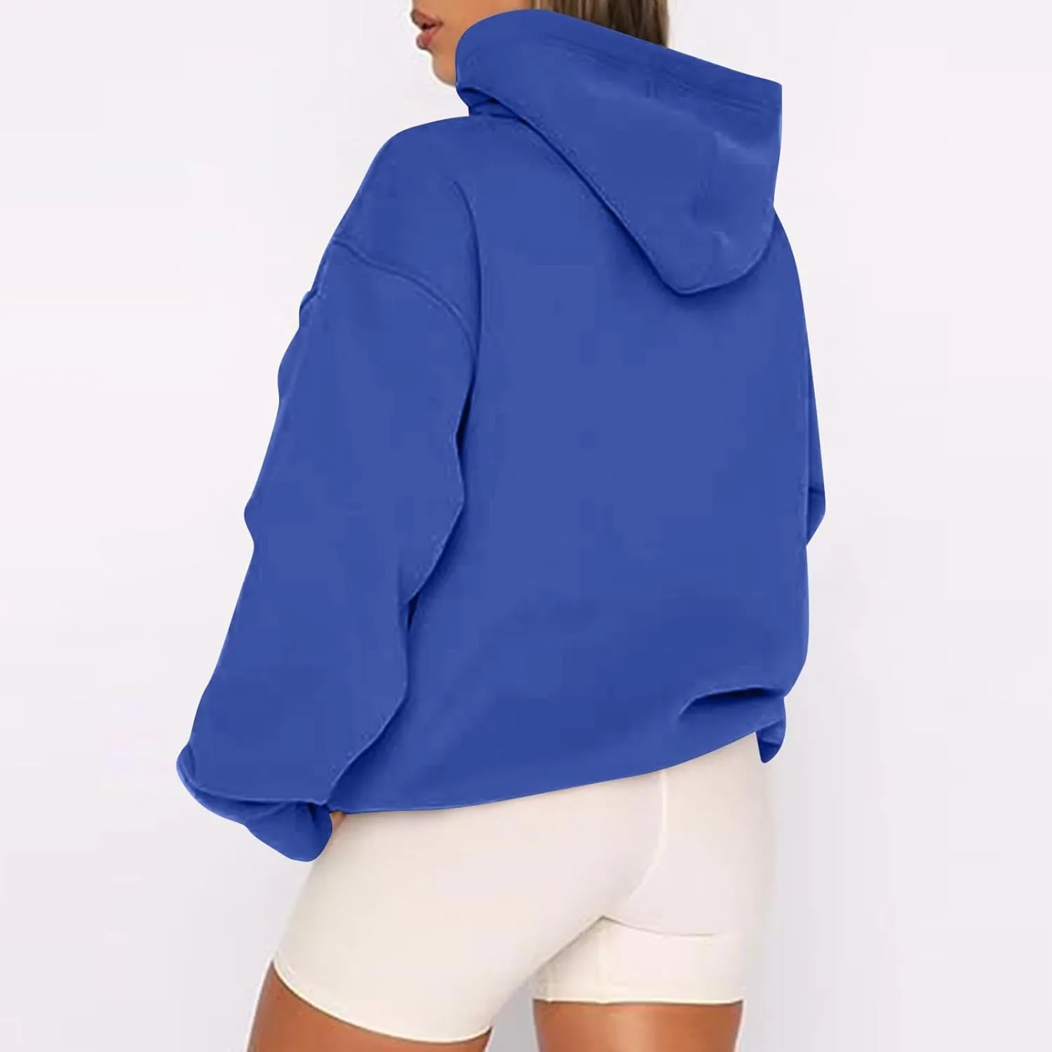 Zip Up Hoodie Women Oversized Fleece Jacket Drawstring Cute Hoodies Y2k Lightweight Fall Sweatshirts with Pockets