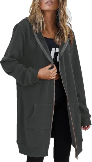 Zip Up Hoodies for Women 2024 Plus Size Long Sleeve Sweatshirts Casual Loose Jackets Coat Fall Clothes with Pockets