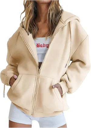Zip Up Hoodies Women 2023 Fall Fashion Oversized Sweatshirt Y2k Sweaters Pullover Cute Teen Girl Jacket Trendy Winter Clothes