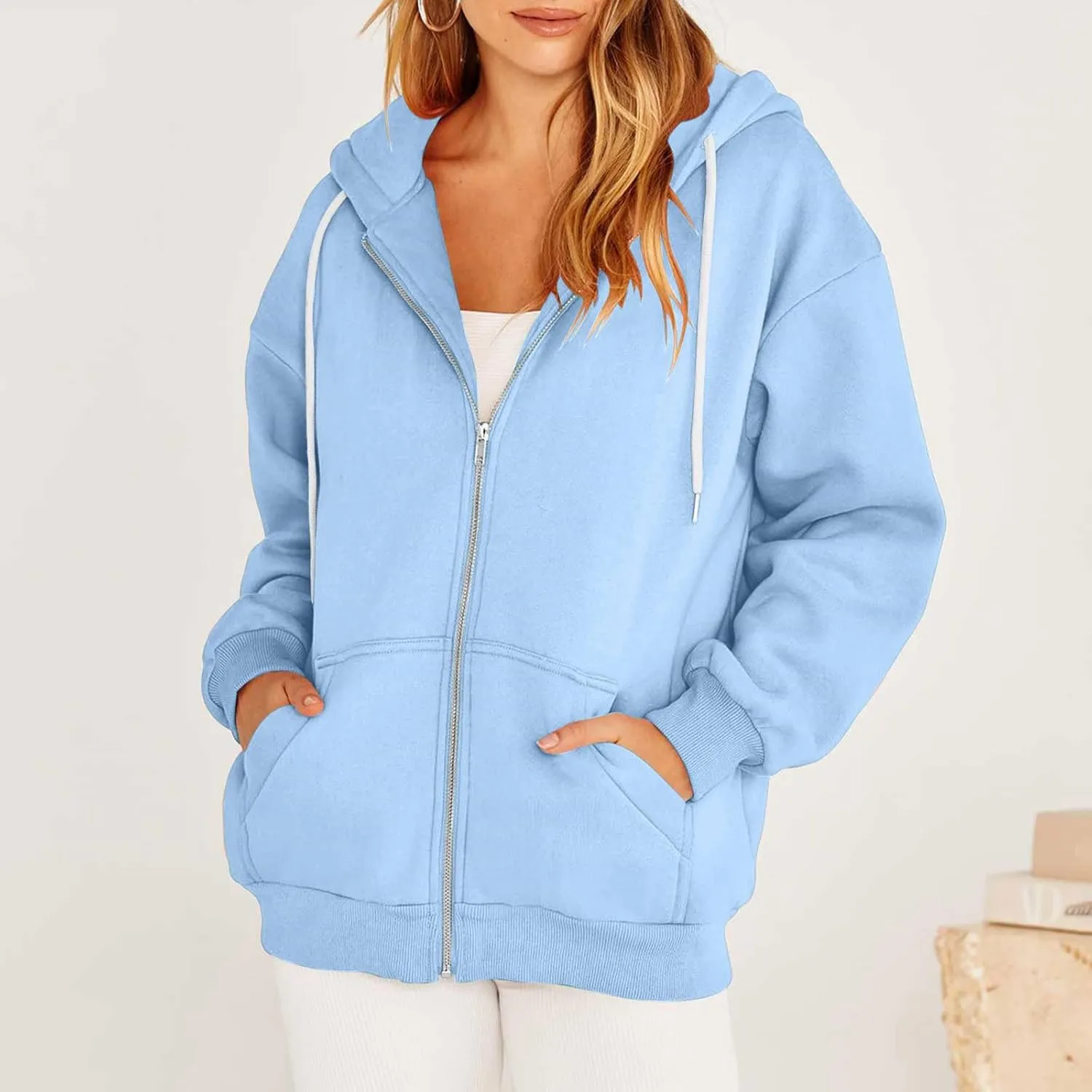 Zip Up Hoodies Women 2023 Fall Fashion Oversized Sweatshirt Y2k Sweaters Pullover Cute Teen Girl Jacket Trendy Winter Clothes